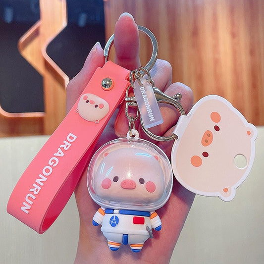 Kawaii Astro Pig Keychain