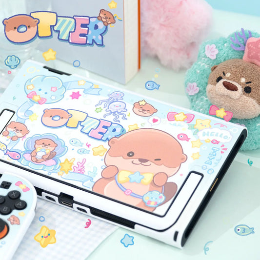 Nintendo switch 2 case with cartoon otter design on a colorful background