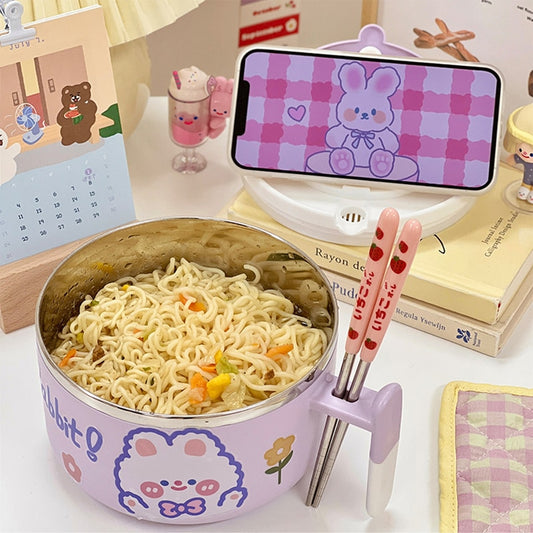 Kawaii Bunny Ramen Bowl With Lid