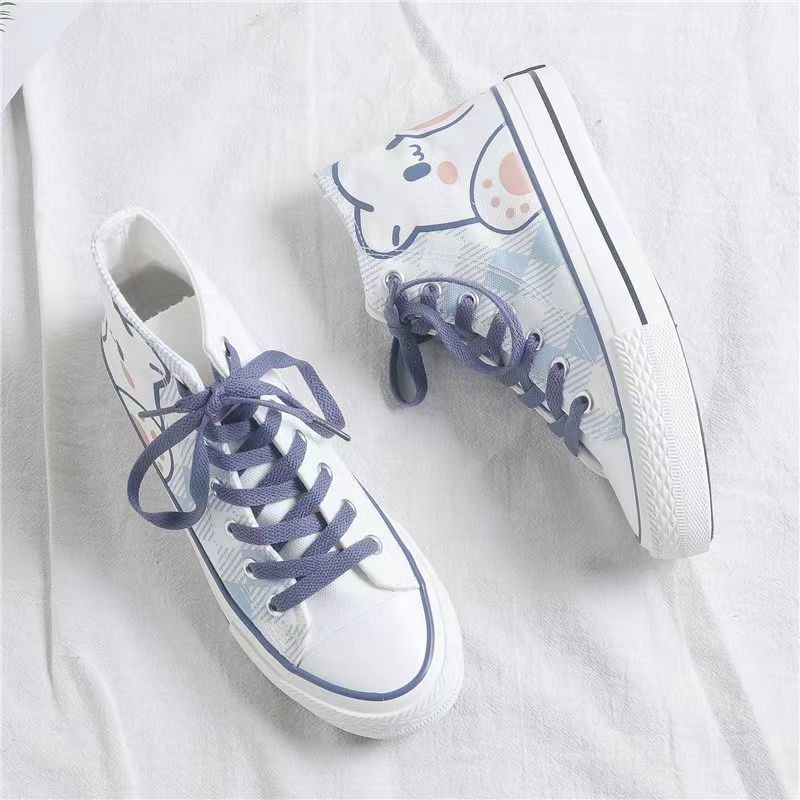 Kawaii Blue Bear Print High Tops