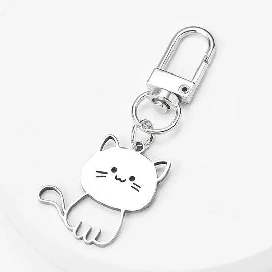 Silvery Cat Kawaii Keychain