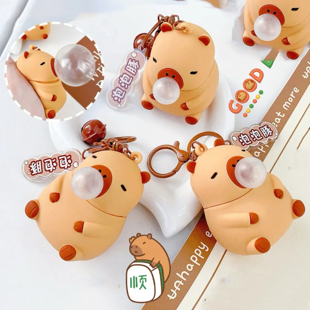 thumbnail image 2 of 2Pcs Capybara Keychain, Squeeze To Blow Bubbles Silicone Capybara Car 2 of 11