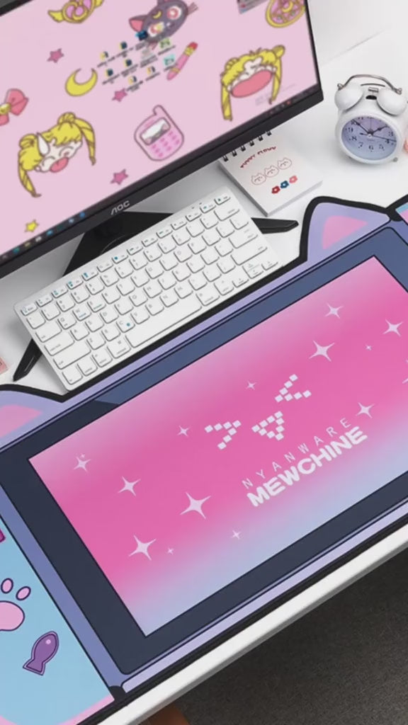 kawaii cat console desk pad