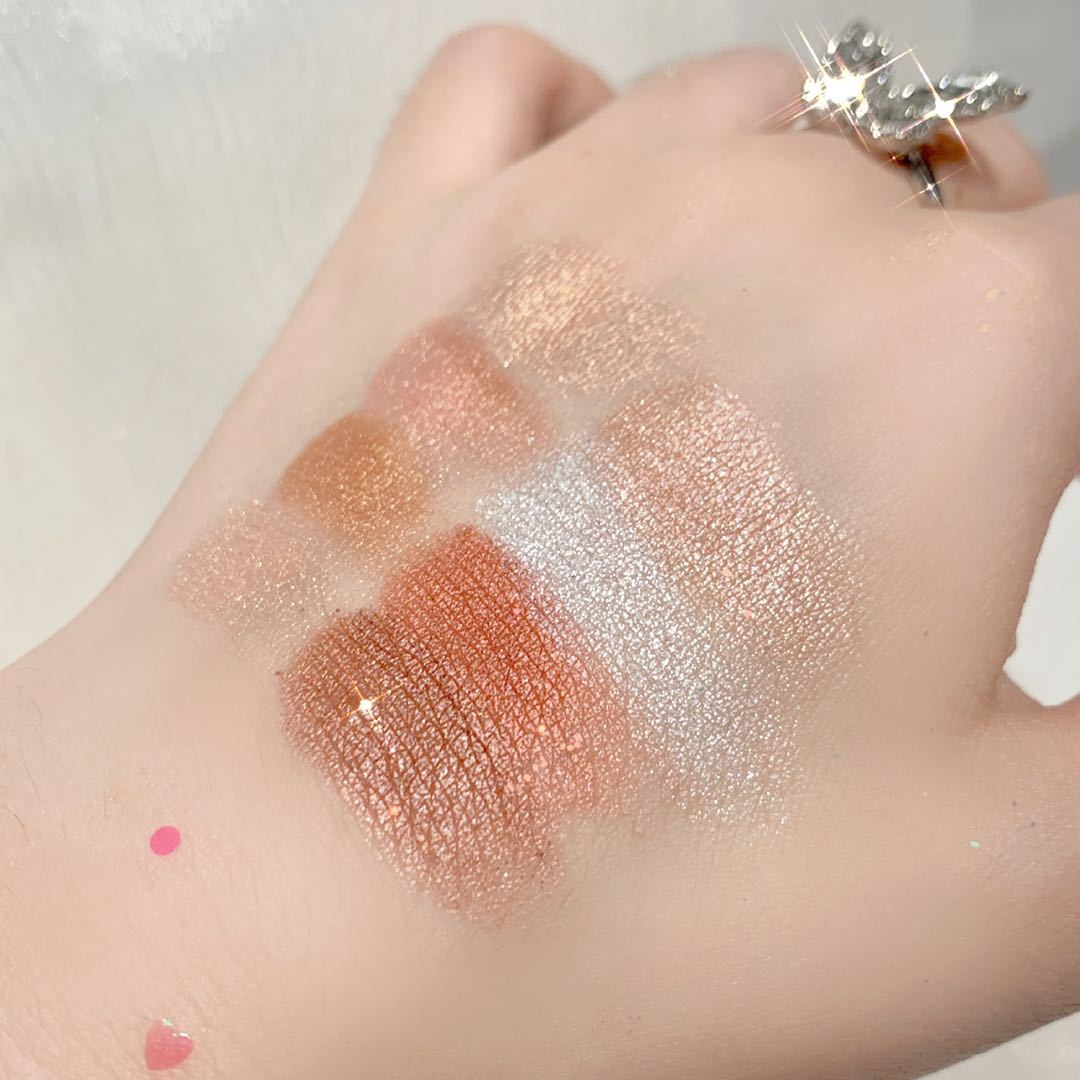 Kawaii Pearlescent Eyeshadow Palette Swatch on Skin