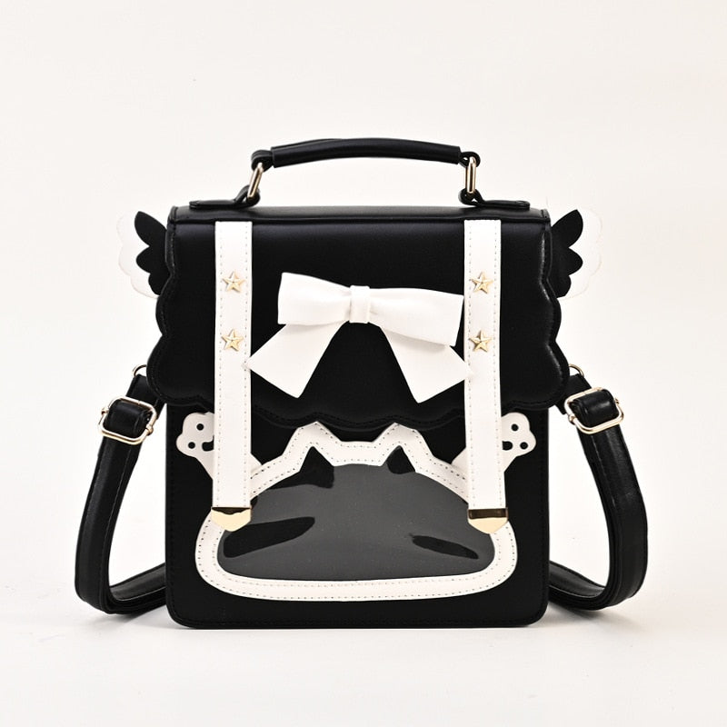 Kawaii Black and White Bow Backpack