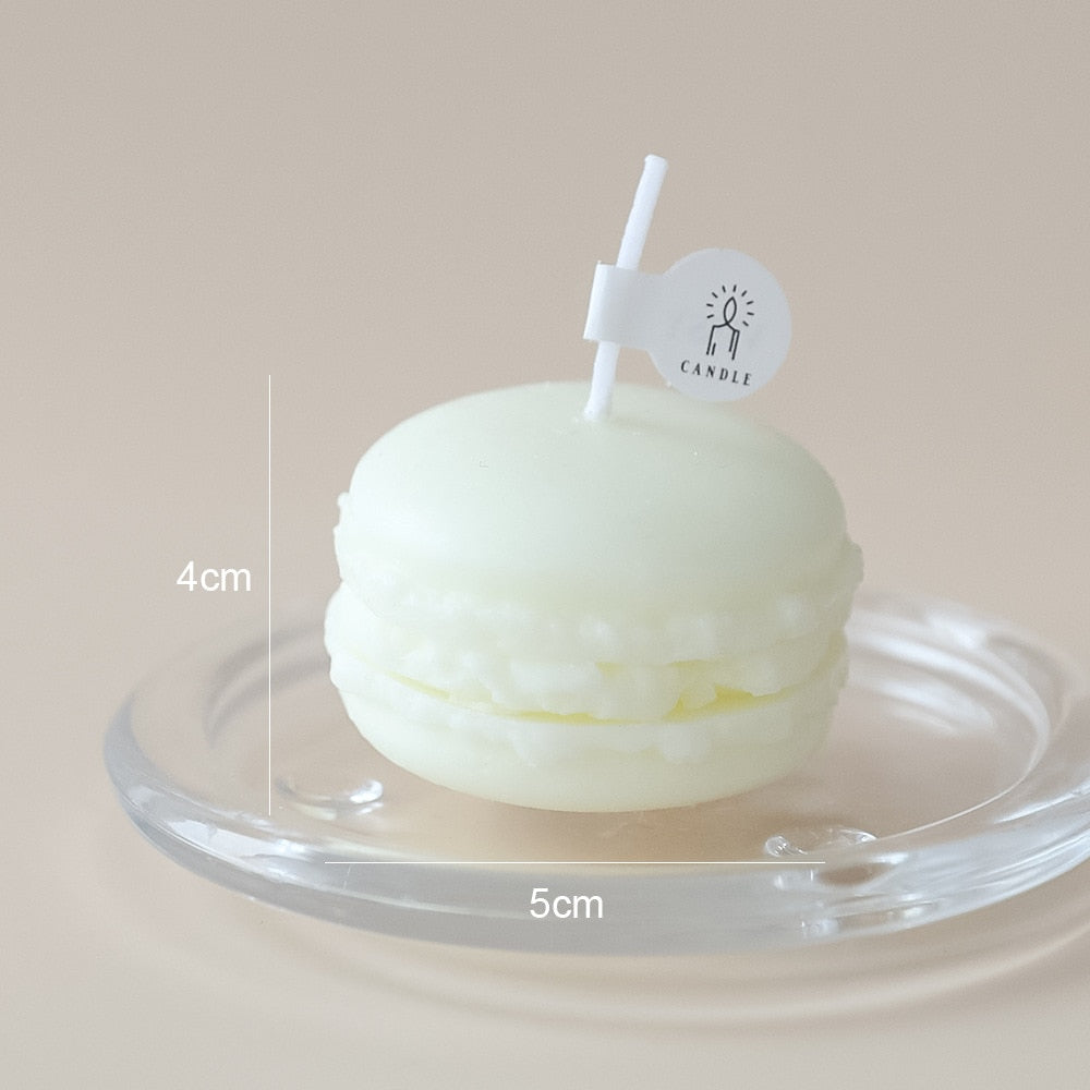 Kawaii White Macaron Candle