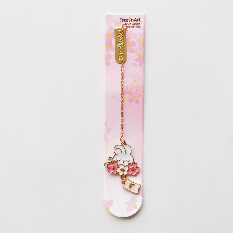 Kawaii Cherry Blossom Bunny Bookmark