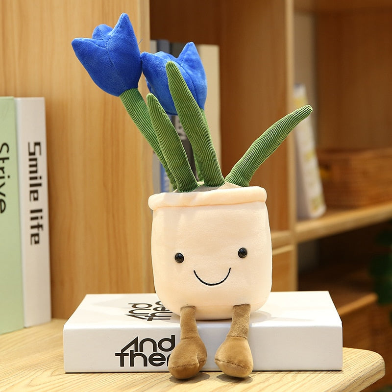 Kawaii Blue Potted Flower Plushie