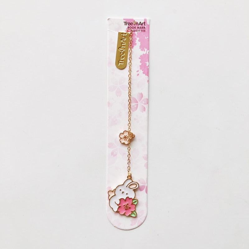 Kawaii Cherry Blossom Bunny Bookmark