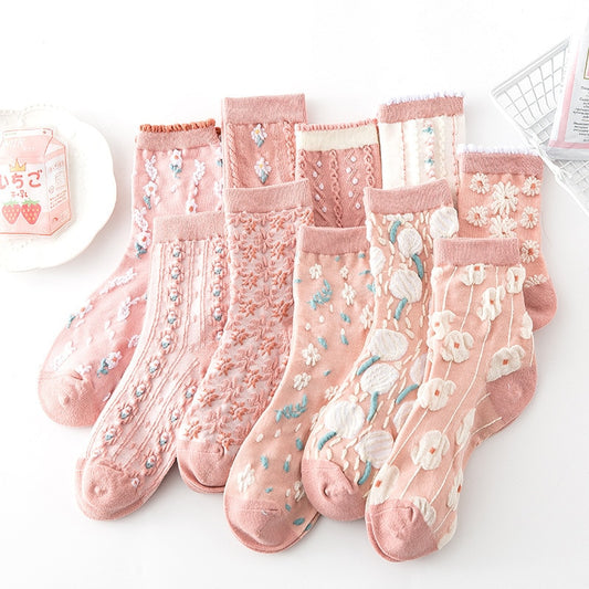 Kawaii Floral Embroidery Socks