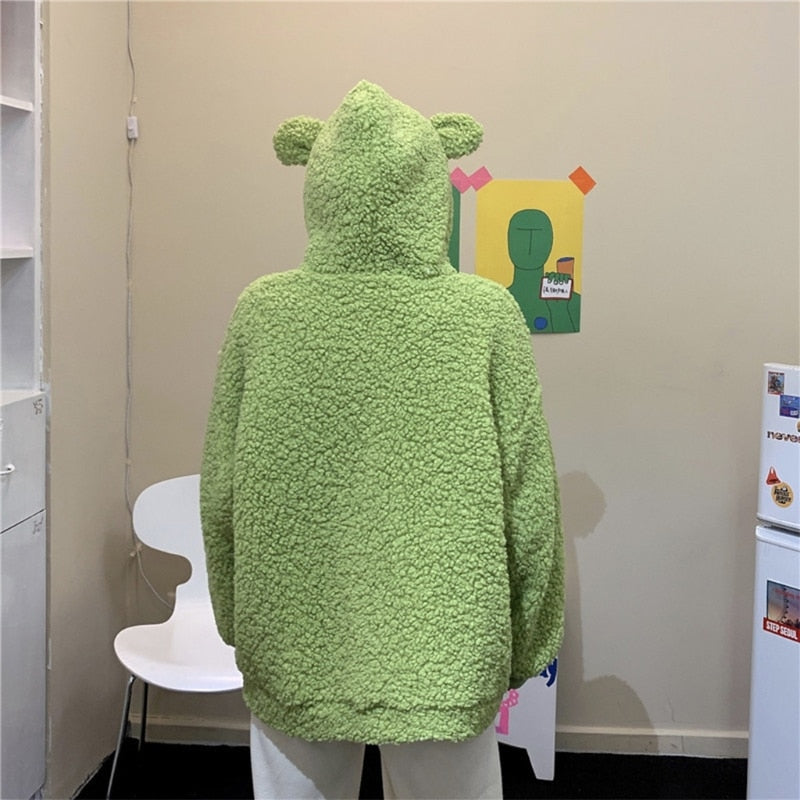 Back View of Kawaii Cozy Frog Hoodie