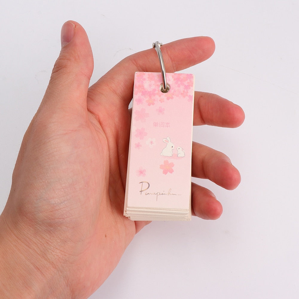 Kawaii Pink Sakura Bunny Flashcards