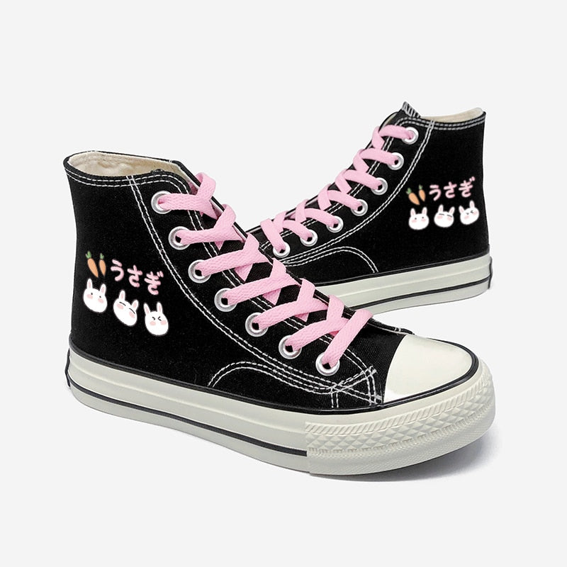 Side View of Kawaii Black Usagi High Tops
