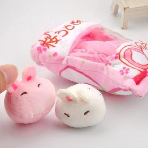 Kawaii Bunny Plushies Pudding Bag Key Chain