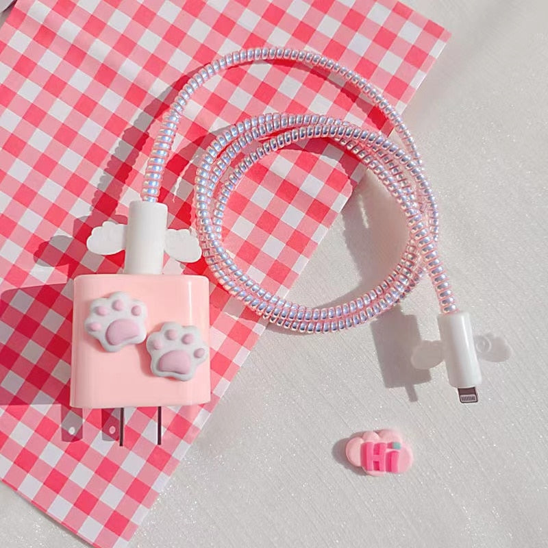 Cute Pink Cat Paw iPhone Charger