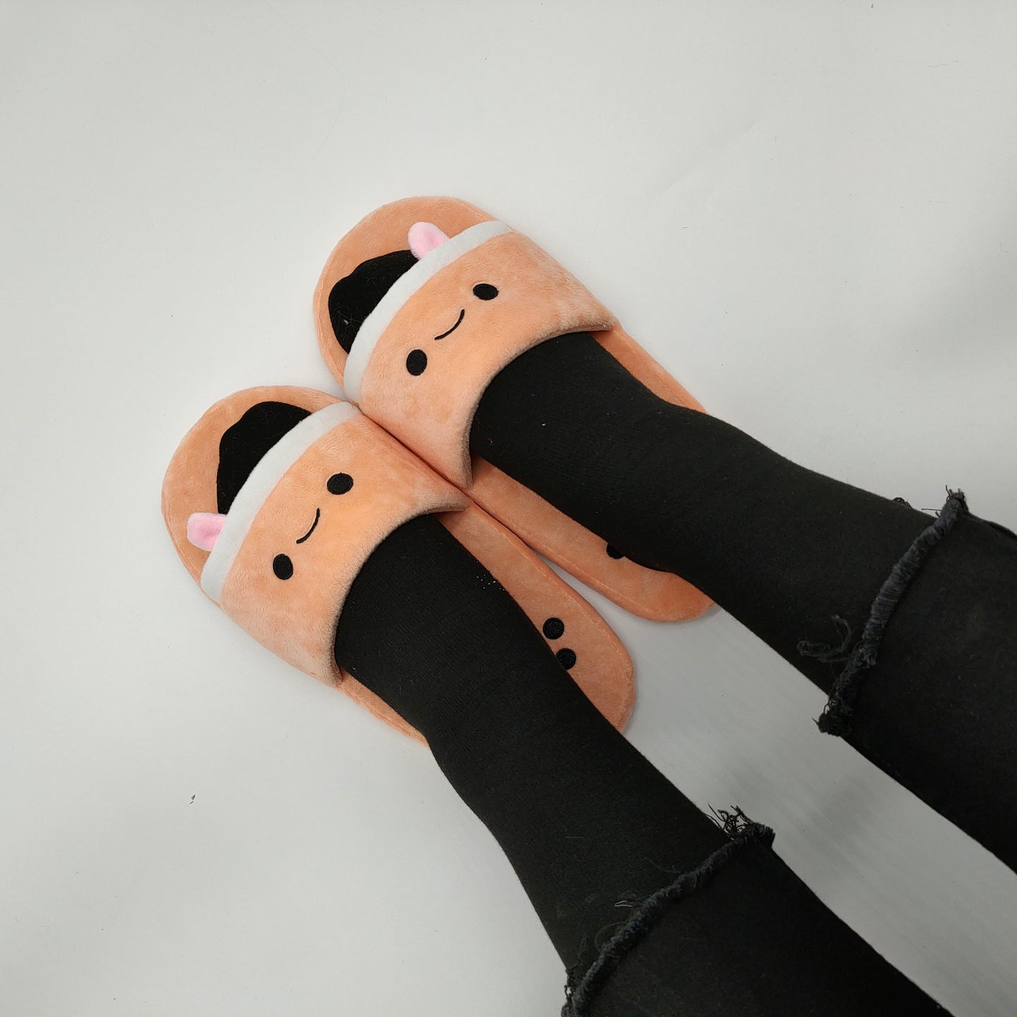 Model Wearing Boba Tea Slippers