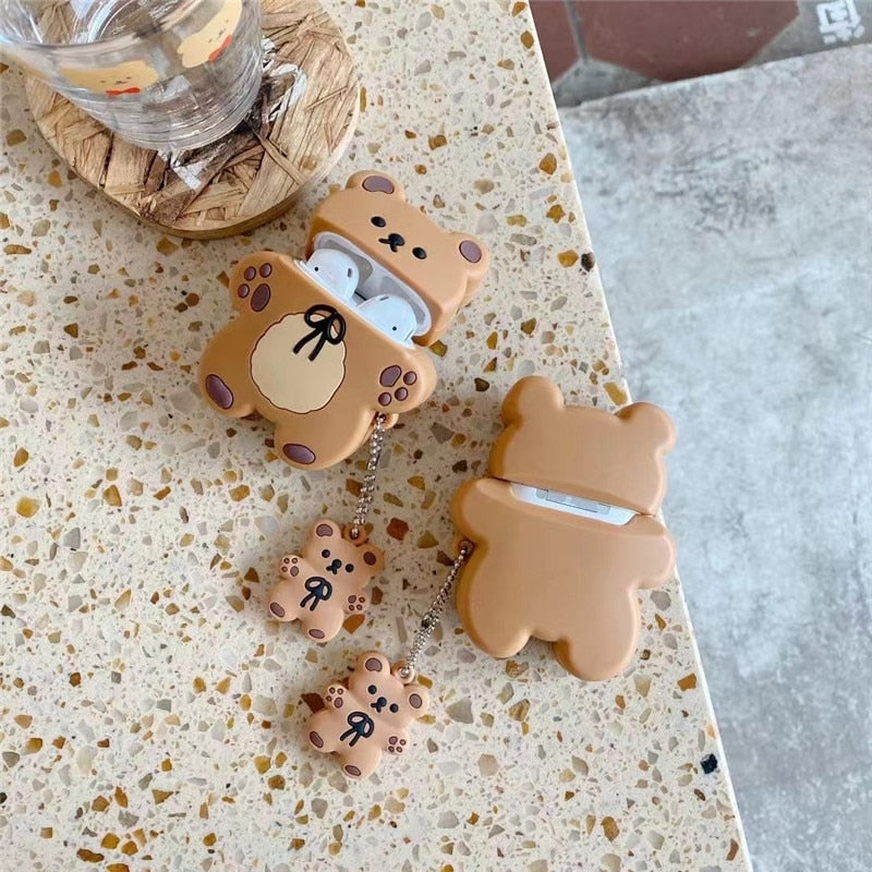 Back and Front View of Kawaii Bear Cookie Airpods Cases