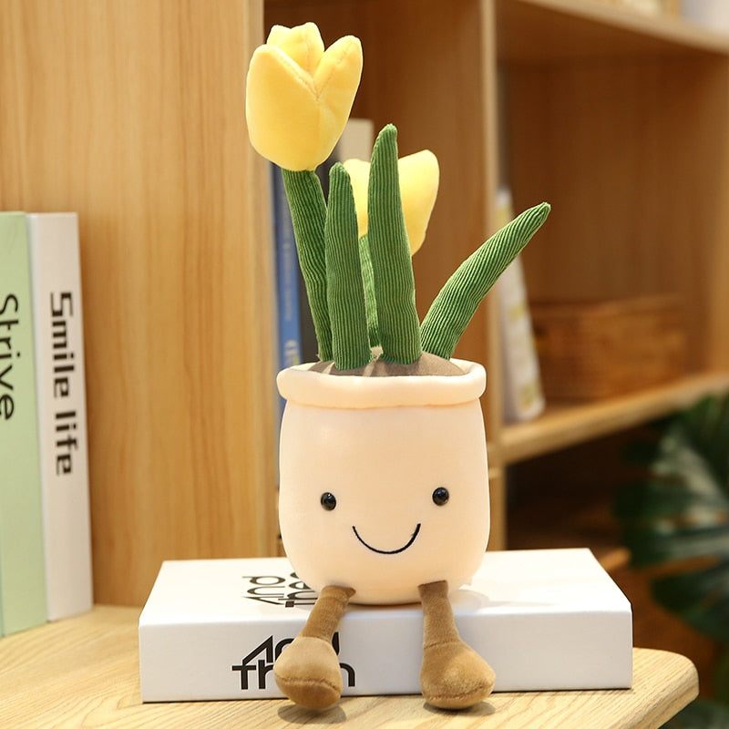 Kawaii Yellow Potted Flower Plushie