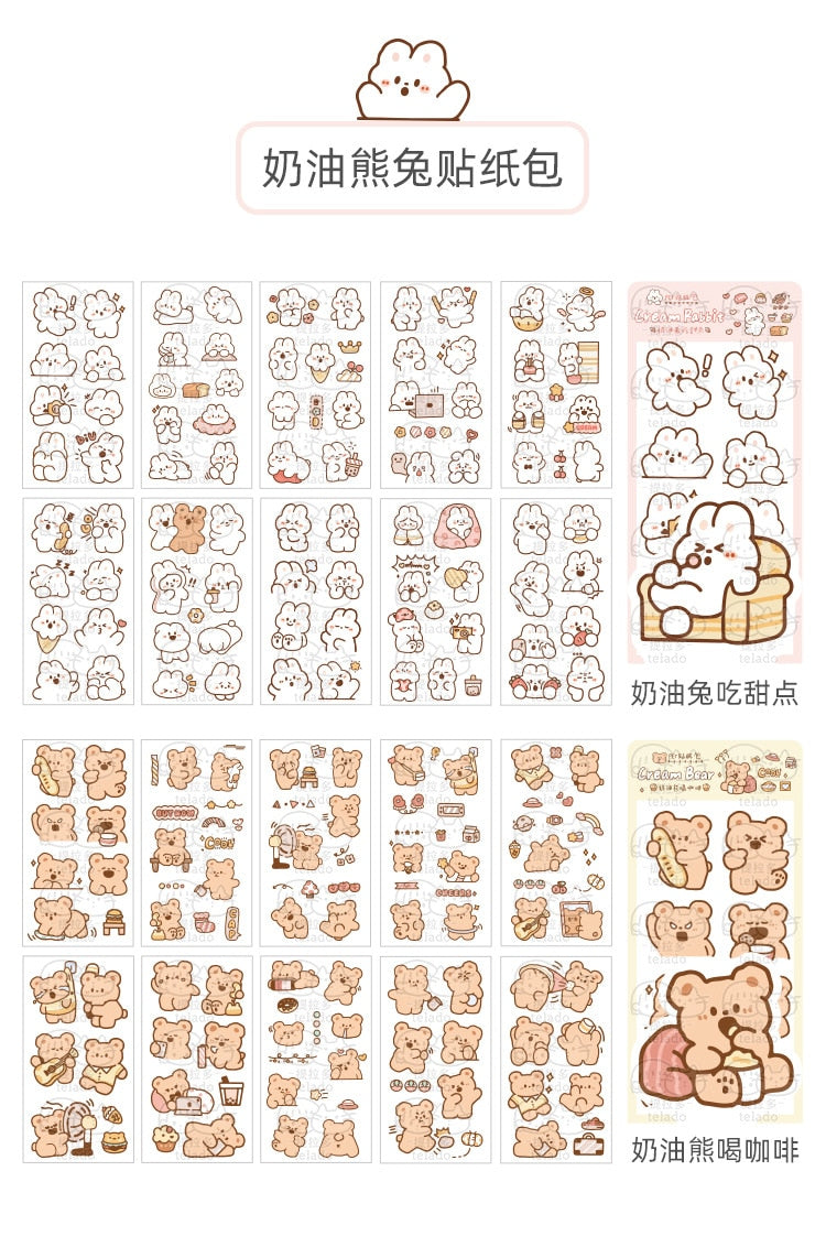Kawaii Bunny and Bear Stickers