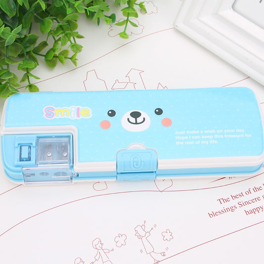 Kawaii Blue Bear Smiling Face Pencil Case