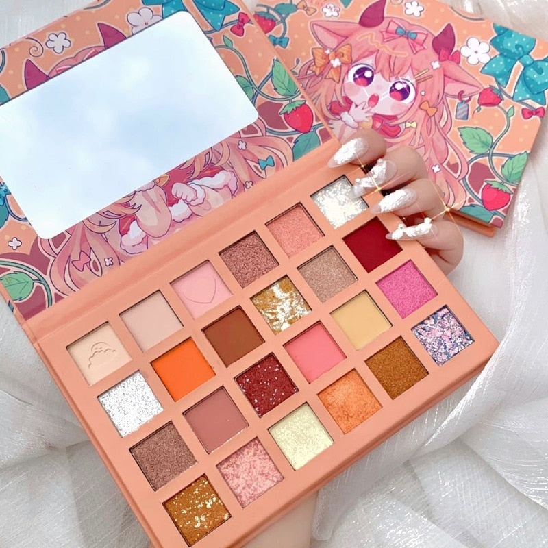 Kawaii Strawberry Eyeshadow Palette open