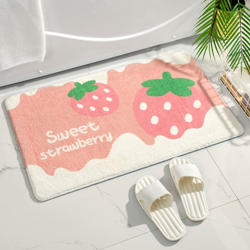 Cute Bath Mats for Bathroom Non Slip Strawberry Bathroom Rugs Fun Bath Rug  for B