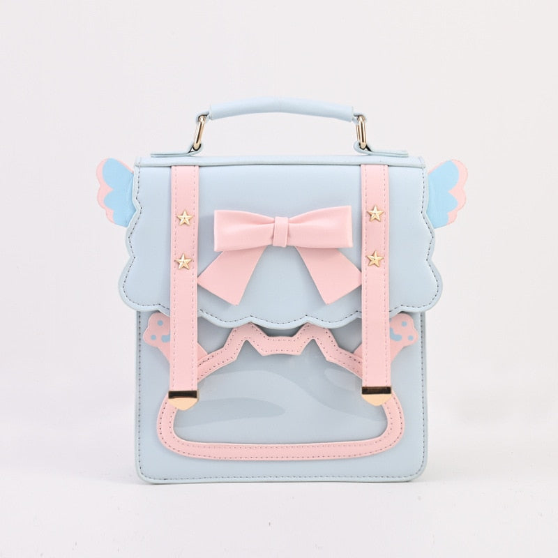 Kawaii Pastel Blue and Pink Bow Backpack