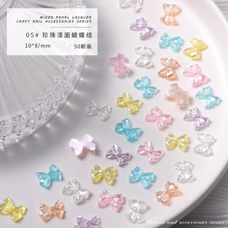 Kawaii Bows Shiny Pastel Nail Charms