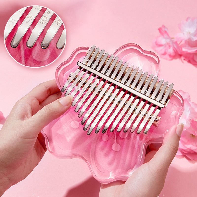 Kawaii Pink Cherry Blossom Kalimba Being Played