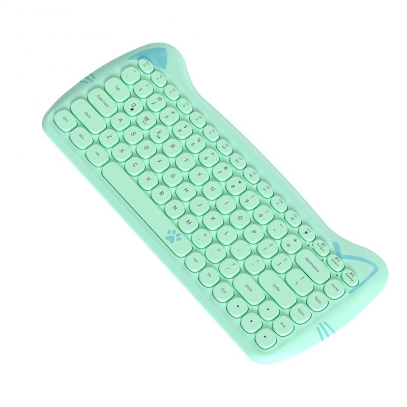 Kawaii Green Cat Shaped Wireless Keyboard