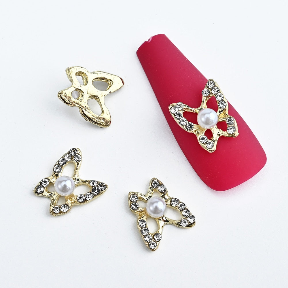 Kawaii Pearl Butterfly Nail Charms
