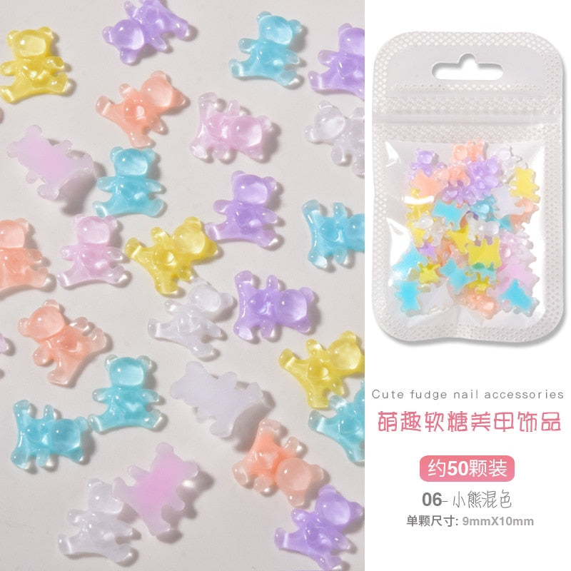 Kawaii Bear Shiny Pastel Nail Charms