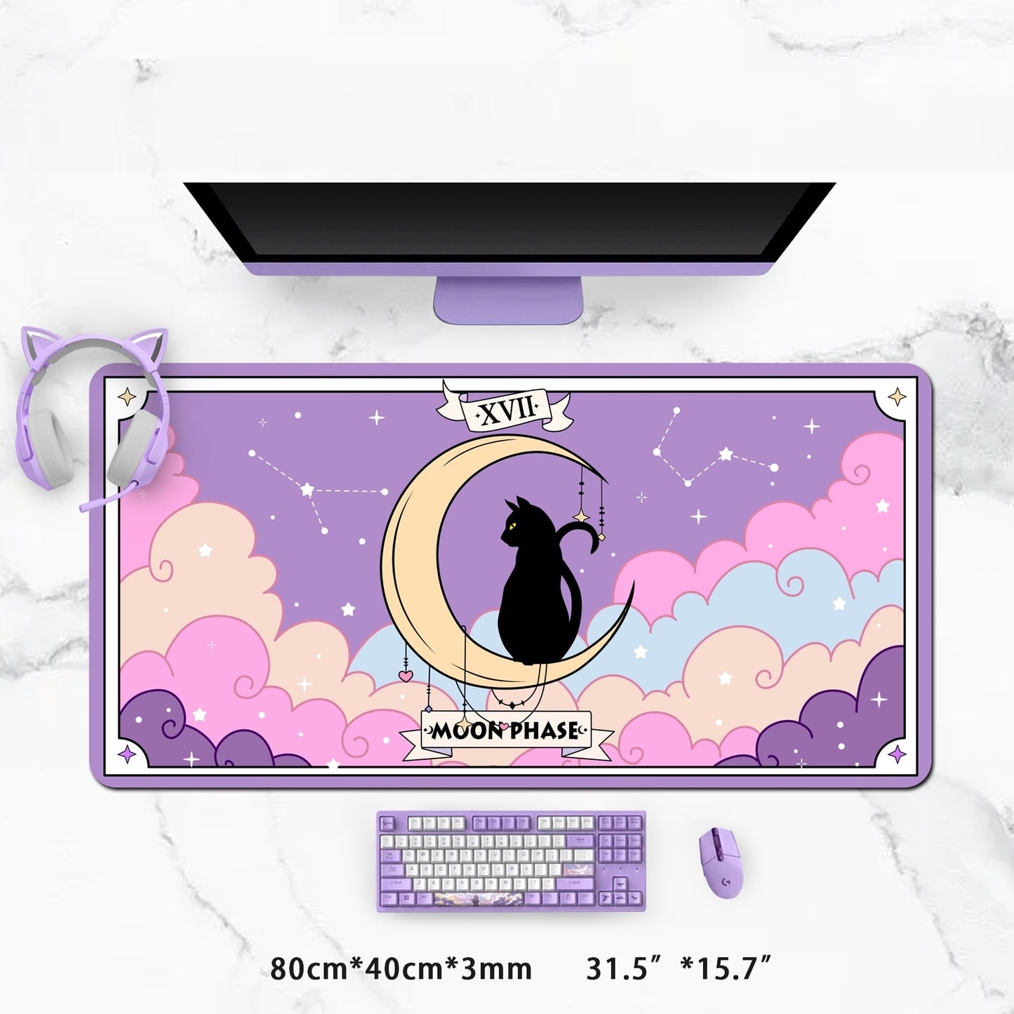 Moon Cat Kawaii Desk Pad