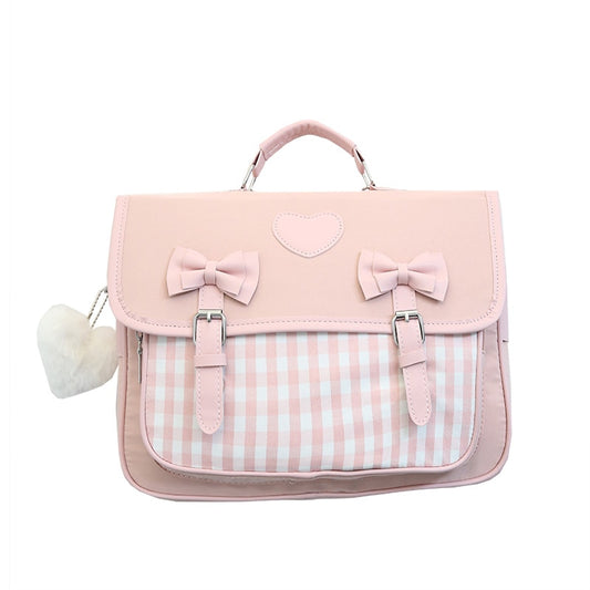 Kawaii Pink Gingham School Bag