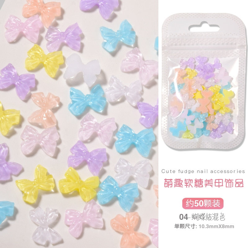 Kawaii Bows Shiny Pastel Nail Charms