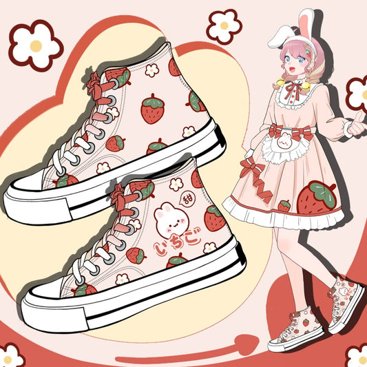 Kawaii Strawberry Bunny High Tops