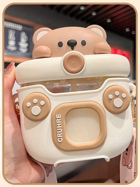 Kawaii Brown Bear Tan Water Bottle