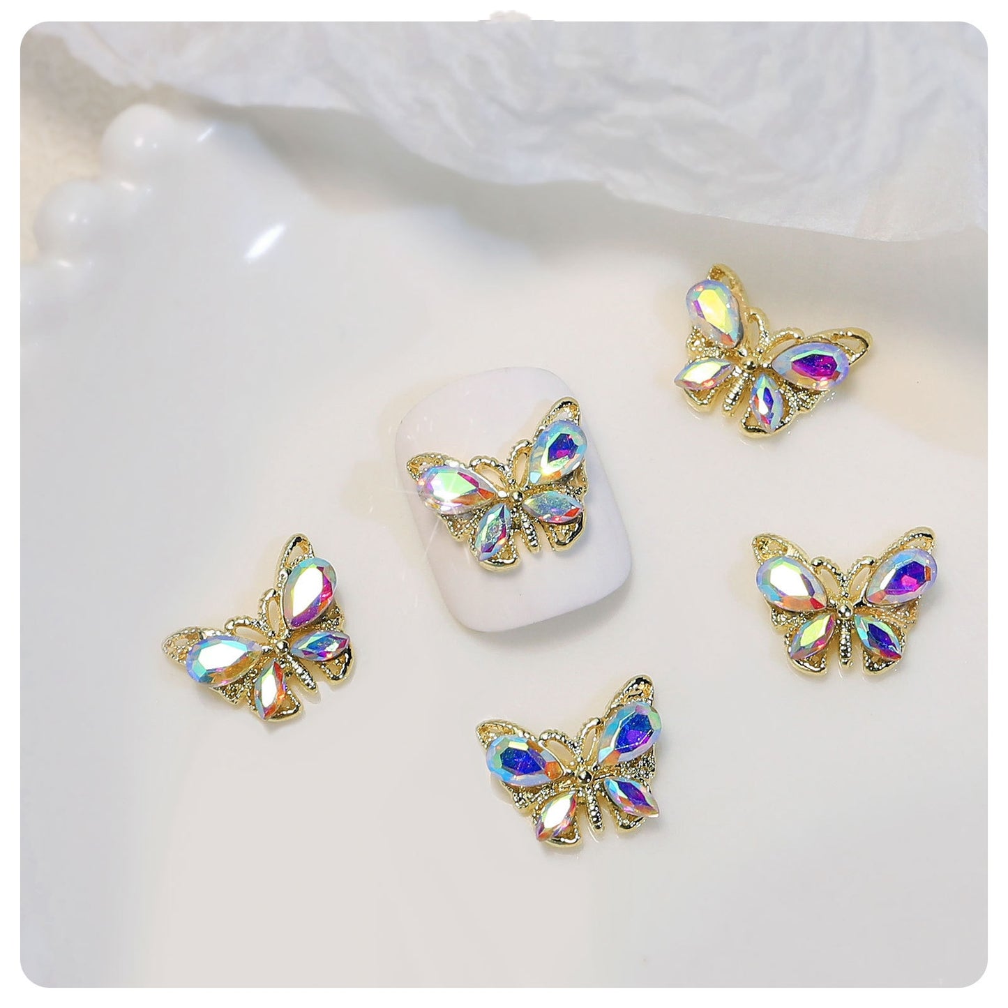 Kawaii Iridescent Butterfly Nail Charms