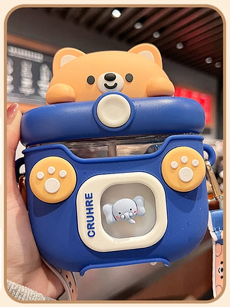 Kawaii Bear Blue Water Bottle