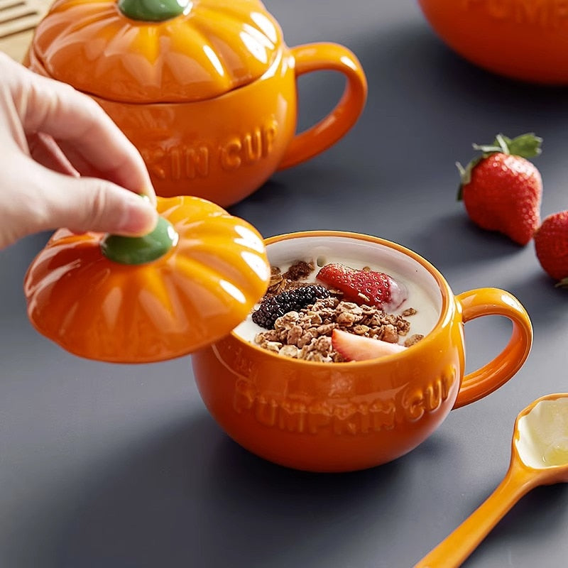 Kawaii Pumpkin Shaped Ceramic Mug