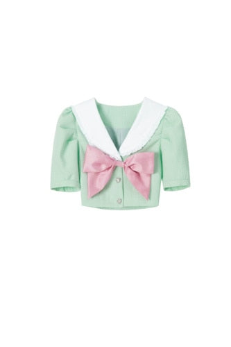 Kawaii Pastel Green Japanese School Uniform Top