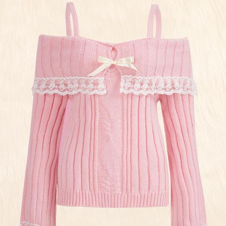 Kawaii Off Shoulder Knit Top