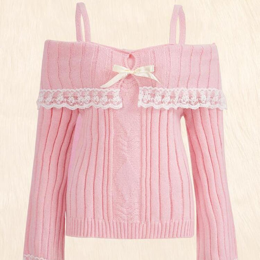 Kawaii Off Shoulder Knit Top