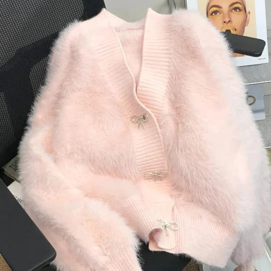 Kawaii Soft Elegant Cardigan in Pink
