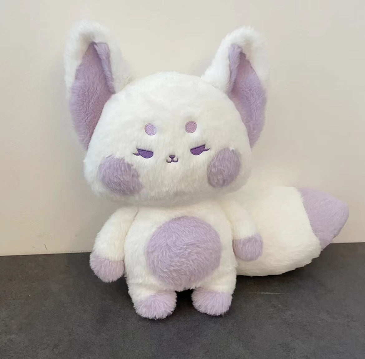 Kawaii White and Pastel Purple Fox Plushie