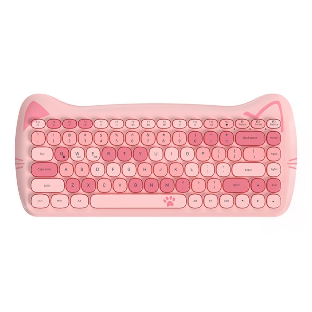 Kawaii Pink Cat Shaped Wireless Keyboard
