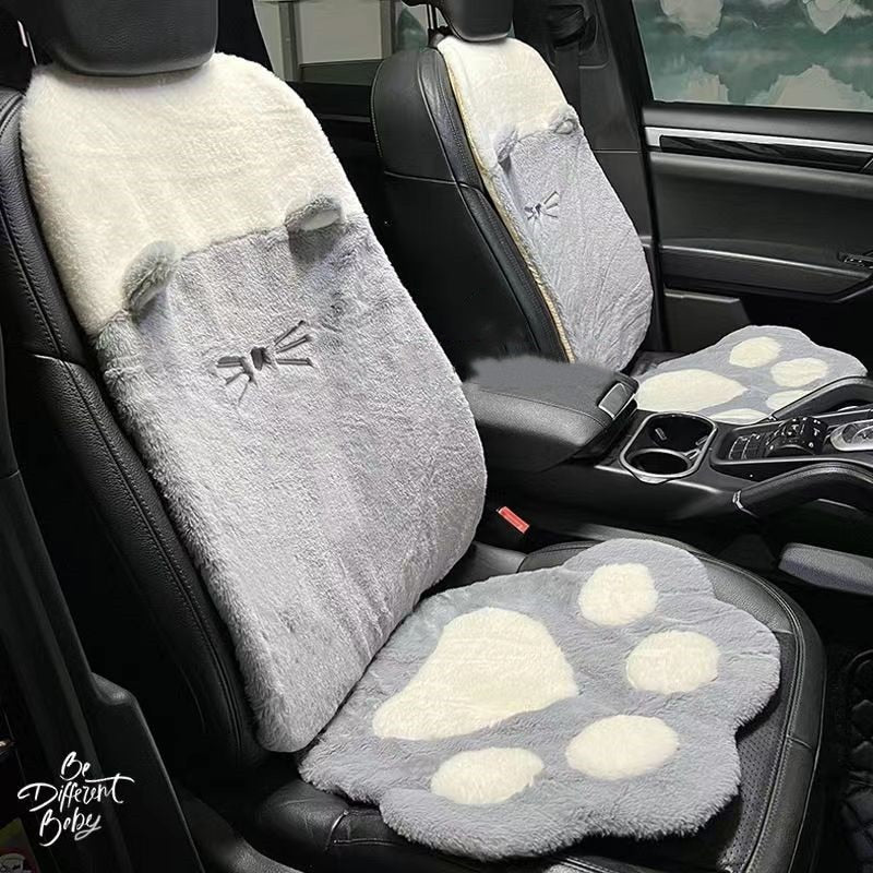 Kawaii Grey Cat Car Seat Cover Set