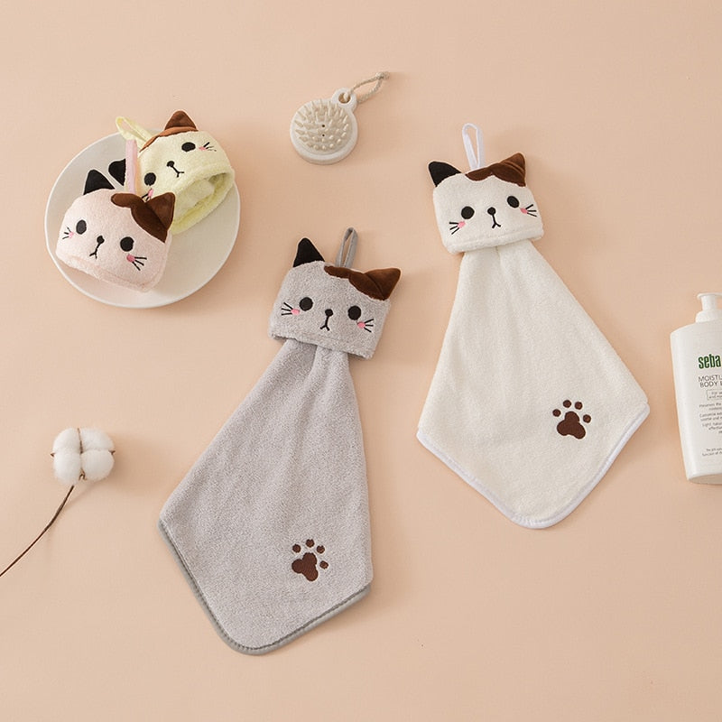 Kawaii Cat Hand Towels