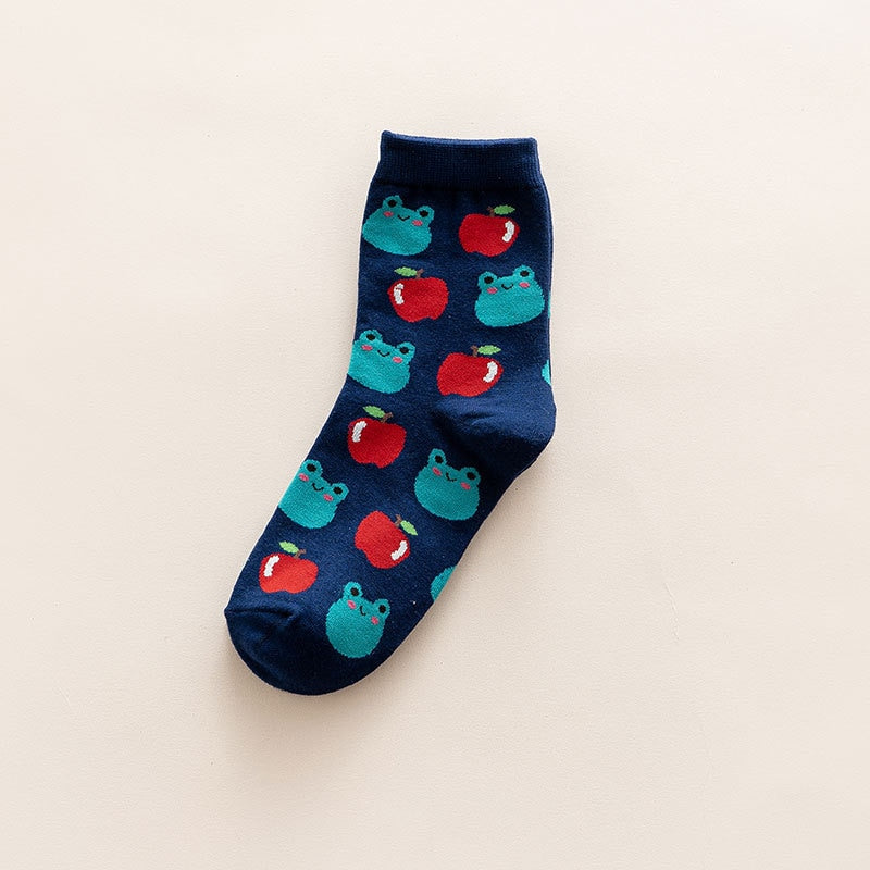 Kawaii Frogs and Apples Sock