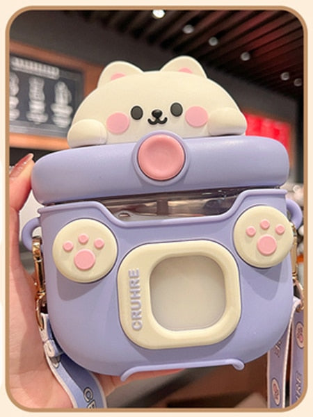 Kawaii Purple Kitty Water Bottle
